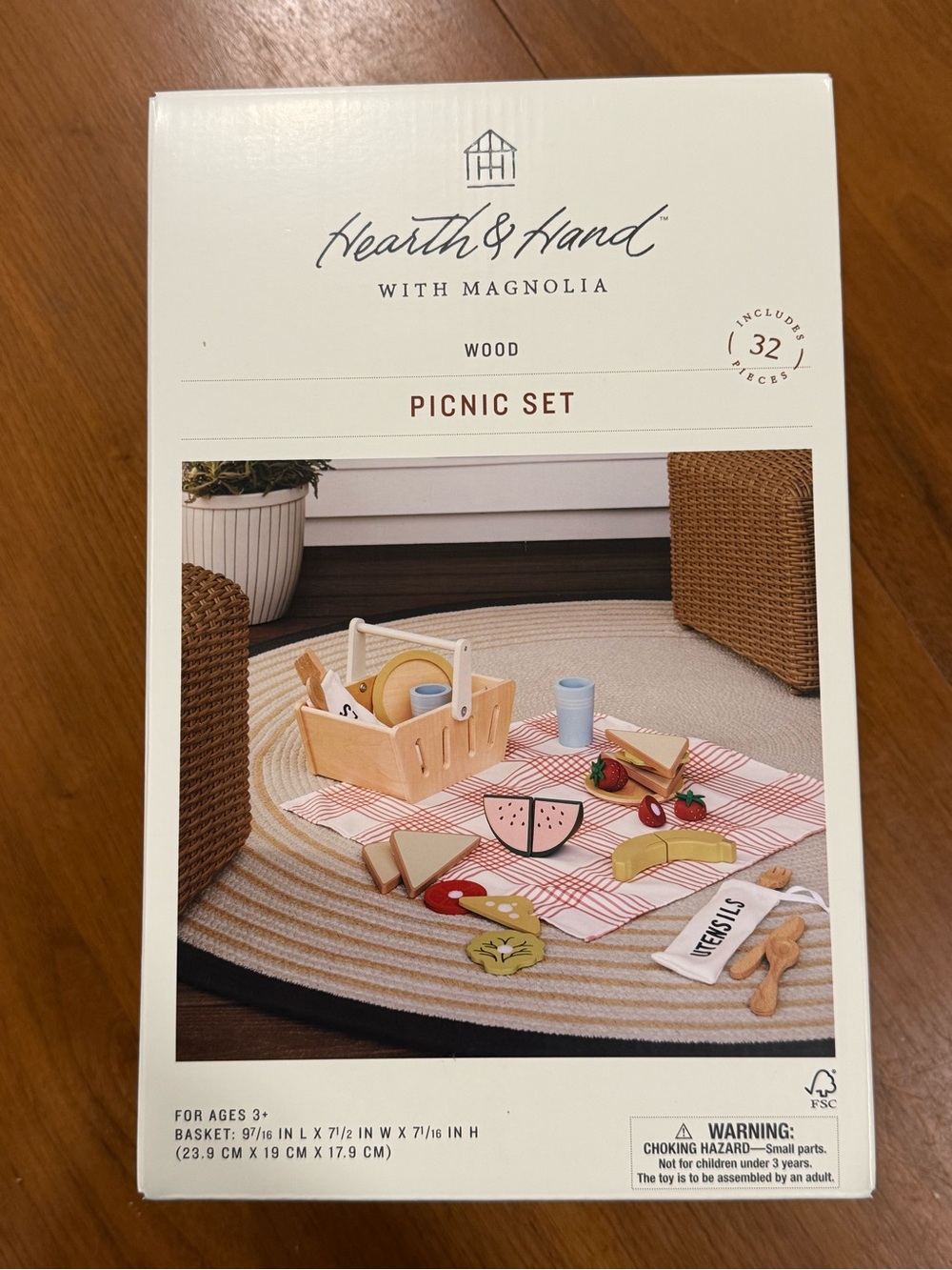 Hearth & Hand Black and White Play Food Box Back Packaging